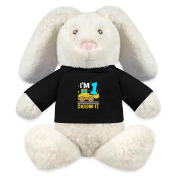 Children's birthday party construction site - MiniFeet® RecycelHase® Bunny Cream - black - Front