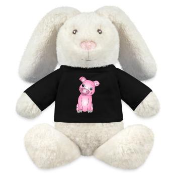 Süßes Schweinchen - MiniFeet® RecycelHase® Creme - Schwarz - Vorne