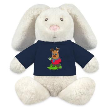 Forfait de Noël renne - Lapin en peluche recyclé MiniFeet® Crème - bleu marine - Devant