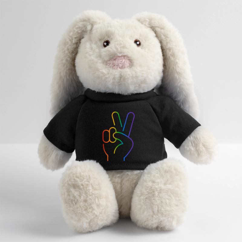 Peace-Zeichen 2 Finger Regenbogen MiniFeet® RecycelHase® Creme