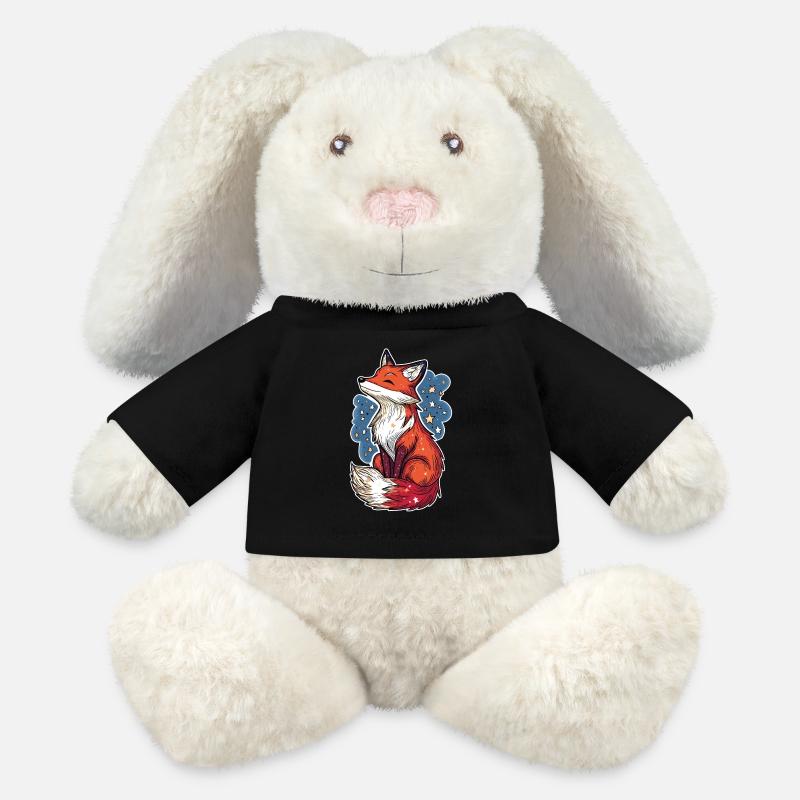 Fuchs und Sternenhimmel - MiniFeet® RecycelHase® Creme - Schwarz