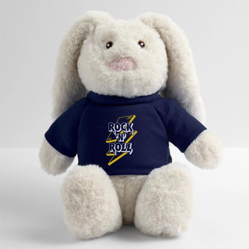 Logo texte rock’n’roll avec éclair Lapin en peluche recyclé MiniFeet® Crème