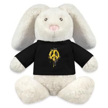 Peace Sign – Yellow Street Art - MiniFeet® RecycelHase® Bunny Cream - black - Front