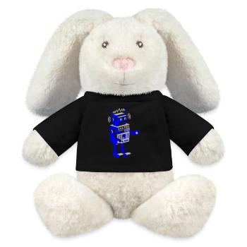 roboter retro robot - MiniFeet® RecycelHase® Creme - Schwarz - Vorne