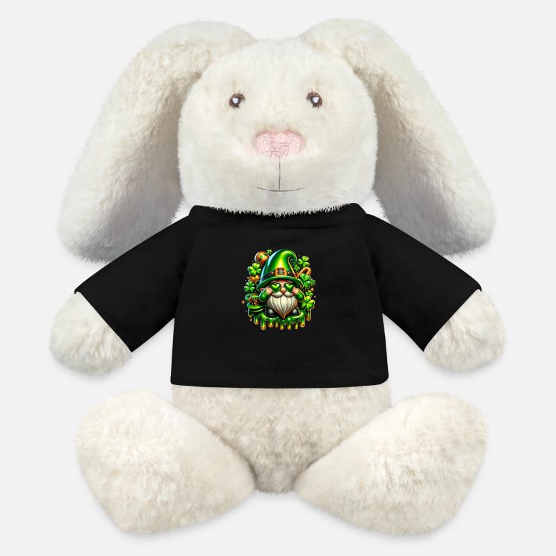 St.Patricks Day - Gnome - MiniFeet® RecycelHase® Creme - Schwarz