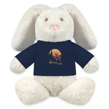 Cerf fauve, Forêt, Cerf, Nature, Coucher de soleil - Lapin en peluche recyclé MiniFeet® Crème - bleu marine - Devant