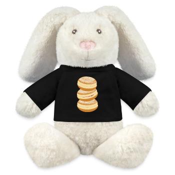 Three carnival donuts with powdered sugar & jam - MiniFeet® RecycelHase® Bunny Cream - black - Front