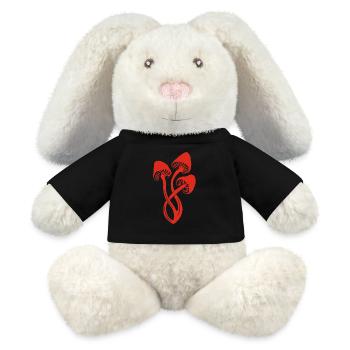 Trio of red mushrooms - MiniFeet® RecycelHase® Bunny Cream - black - Front
