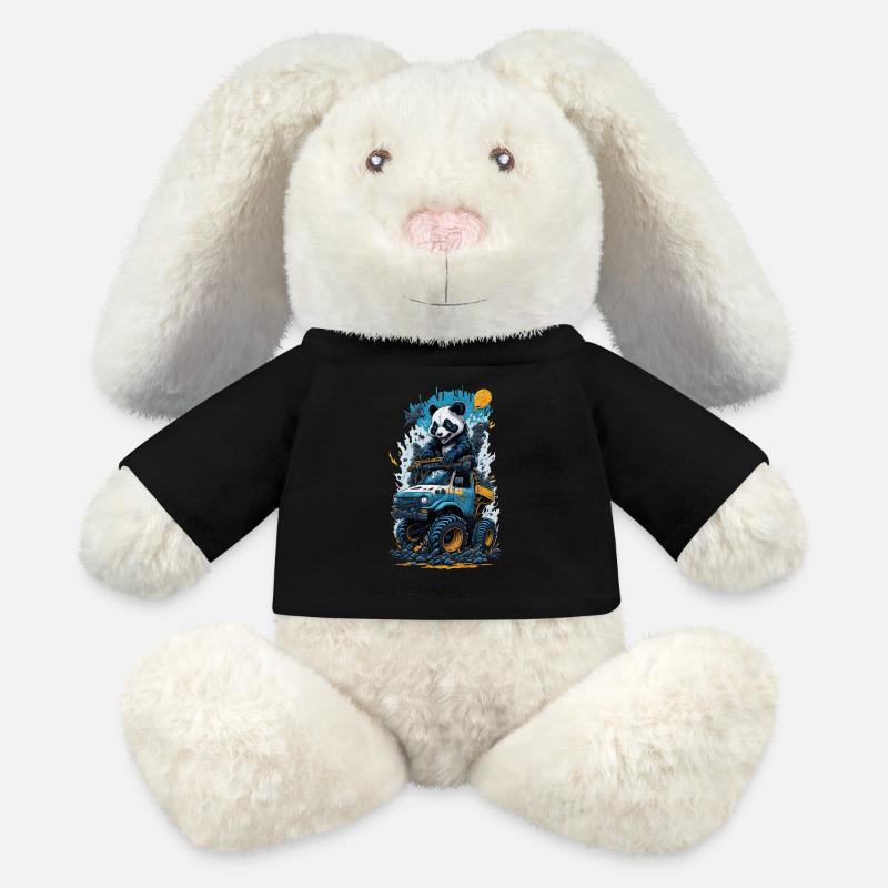 Panda - MiniFeet® RecycelHase® Creme - Schwarz