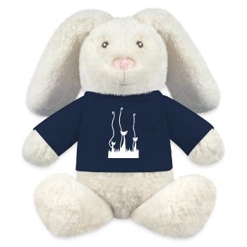 Les trois chats blancs - Lapin en peluche recyclé MiniFeet® Crème - bleu marine - Devant