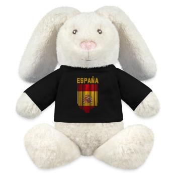 Drapeau de l’Espagne, fierté espagnole - Lapin en peluche recyclé MiniFeet® Crème - noir - Devant
