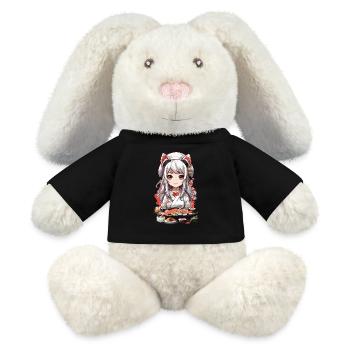 Kawaii Anime Sushi Meisterin mit Katzenohren - MiniFeet® RecycelHase® Creme - Schwarz - Vorne