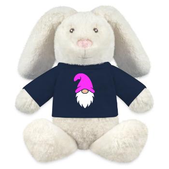 Gnome de Noël au chapeau rose - Lapin en peluche recyclé MiniFeet® Crème - bleu marine - Devant