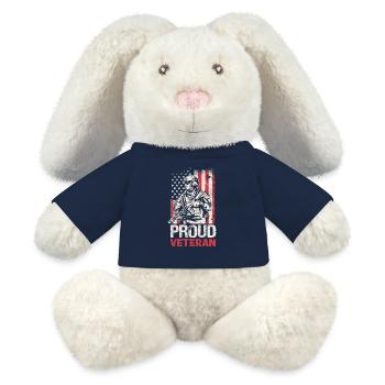 Stolzer Veteran mit US-Flagge - MiniFeet® RecycelHase® Creme - French Navy - Vorne