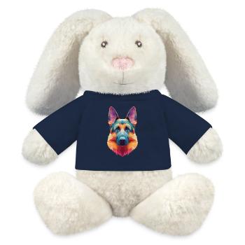 Chien de berger - Lapin en peluche recyclé MiniFeet® Crème - bleu marine - Devant