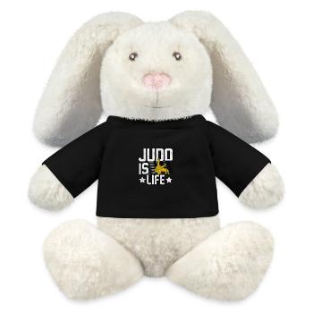 Le judo, c’est la vie - Lapin en peluche recyclé MiniFeet® Crème - noir - Devant