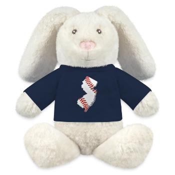 New Jersey (États-Unis) | Vrai baseball | Carte - Lapin en peluche recyclé MiniFeet® Crème - bleu marine - Devant