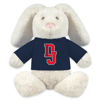 Officiel DJ Music Party Célébration Texte Logo Lettrage - Lapin en peluche recyclé MiniFeet® Crème - bleu marine - Devant