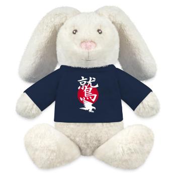 Weißer Adler und Rote Sonne - MiniFeet® RecycelHase® Creme - French Navy - Vorne