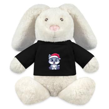 Wolf Christmas Cute - MiniFeet® RecycelHase® Bunny Cream - black - Front