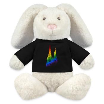Kölner Dom LGBTQ Pride Regenbogen Silhouette Köln - MiniFeet® RecycelHase® Creme - Schwarz - Vorne