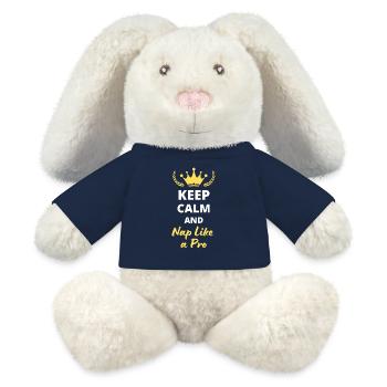 "Ruhig bleiben und ein Nickerchen machen wie ein Profi" - Entspannen und faulenzen - MiniFeet® RecycelHase® Creme - French Navy - Vorne