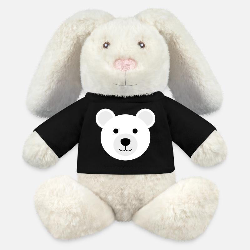 Polar Bear Head Cute Smiling Polar Bear Head Polar Bear Head - MiniFeet® RecycelHase® Bunny Cream - black