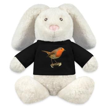 Redthroat1 Robin - MiniFeet® RecycelHase® Bunny Cream - black - Front