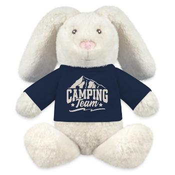 Équipe de camping Camper Campen - Lapin en peluche recyclé MiniFeet® Crème - bleu marine - Devant