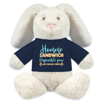 Homme sandwich disponible pour les petites faims - Lapin en peluche recyclé MiniFeet® Crème - bleu marine - Devant