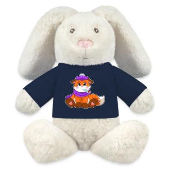 Thermomètre clinique Fuchs - Lapin en peluche recyclé MiniFeet® Crème - bleu marine - Devant
