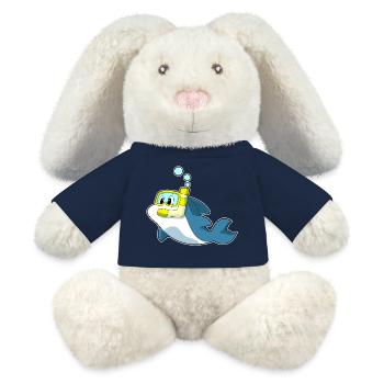 Plongée en apnée avec plongeur de dauphins - Lapin en peluche recyclé MiniFeet® Crème - bleu marine - Devant