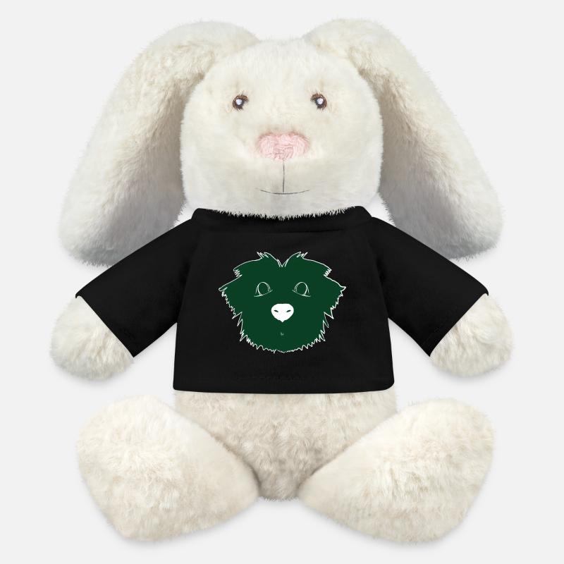 Chiot vert - Lapin en peluche recyclé MiniFeet® Crème - noir