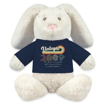 Génial depuis 2009 anniversaire 2009 millésime 200 - Lapin en peluche recyclé MiniFeet® Crème - bleu marine - Devant