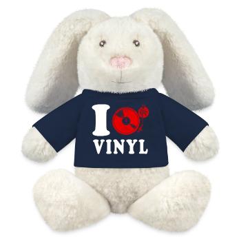 I Love Vinyl Disco Heart Funny Witty - MiniFeet® RecycelHase® Bunny Cream - french navy - Front