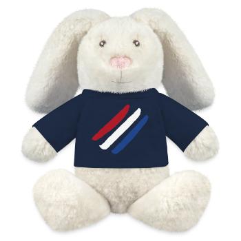 Drapeau des Pays-Bas - Rayures de style - Lapin en peluche recyclé MiniFeet® Crème - bleu marine - Devant