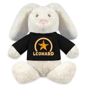Geschenk für Leonard - MiniFeet® RecycelHase® Creme - Schwarz - Vorne