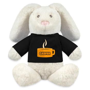 Casper als Teetasse - MiniFeet® RecycelHase® Creme - Schwarz - Vorne