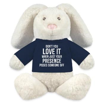 N’aimez-vous pas la présence chemise drôle - Lapin en peluche recyclé MiniFeet® Crème - bleu marine - Devant