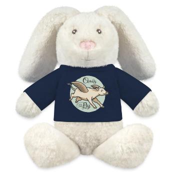 Les vaches peuvent voler - Lapin en peluche recyclé MiniFeet® Crème - bleu marine - Devant