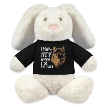 Loup cool - Lapin en peluche recyclé MiniFeet® Crème - noir - Devant