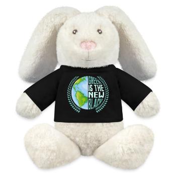Le vert est la nouvelle planète noire Jour de la Terre - Lapin en peluche recyclé MiniFeet® Crème - noir - Devant