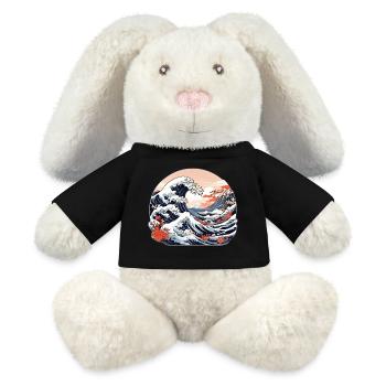 Great Wave of Kanagawa - MiniFeet® RecycelHase® Bunny Cream - black - Front