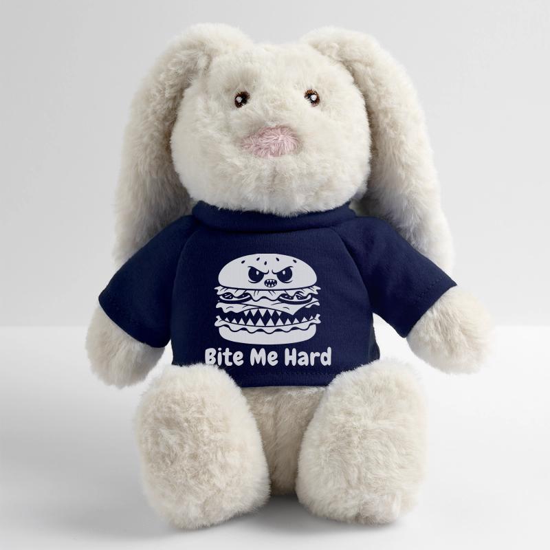 Angry hamburger bite design MiniFeet® RecycelHase® Bunny Cream