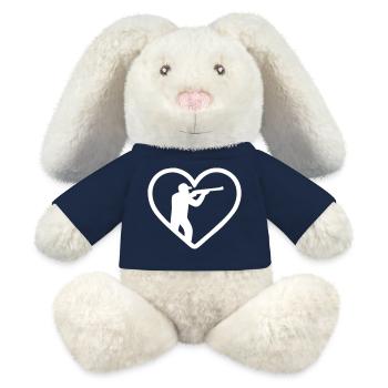 Herz-Jagd – Jäger-Silhouetten-Design - MiniFeet® RecycelHase® Creme - French Navy - Vorne