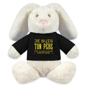 Je suis ton père - humour - Lapin en peluche recyclé MiniFeet® Crème - noir - Devant