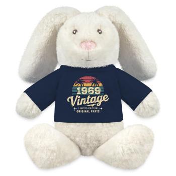 Génial depuis 1969 cadeau anniversaire 1969 - Lapin en peluche recyclé MiniFeet® Crème - bleu marine - Devant