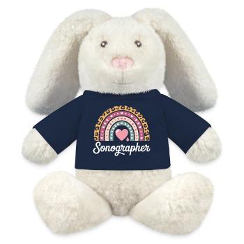 Herz Regenbogen Sonografie Motiv - MiniFeet® RecycelHase® Creme - French Navy - Vorne