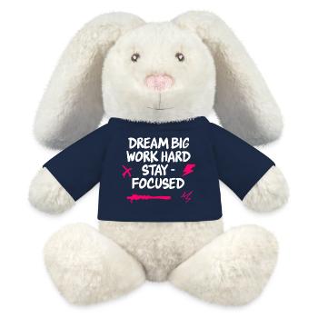 Dream big work hard stay focused - MiniFeet® RecycelHase® Bunny Cream - french navy - Front