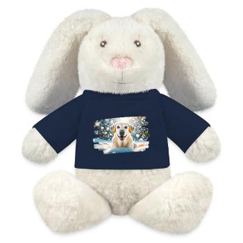 Happy Labrador in Winter Snow - MiniFeet® RecycelHase® Bunny Cream - french navy - Front